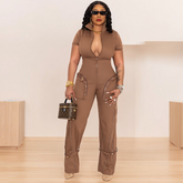 Distraction Zipper Cargo Jumpsuit