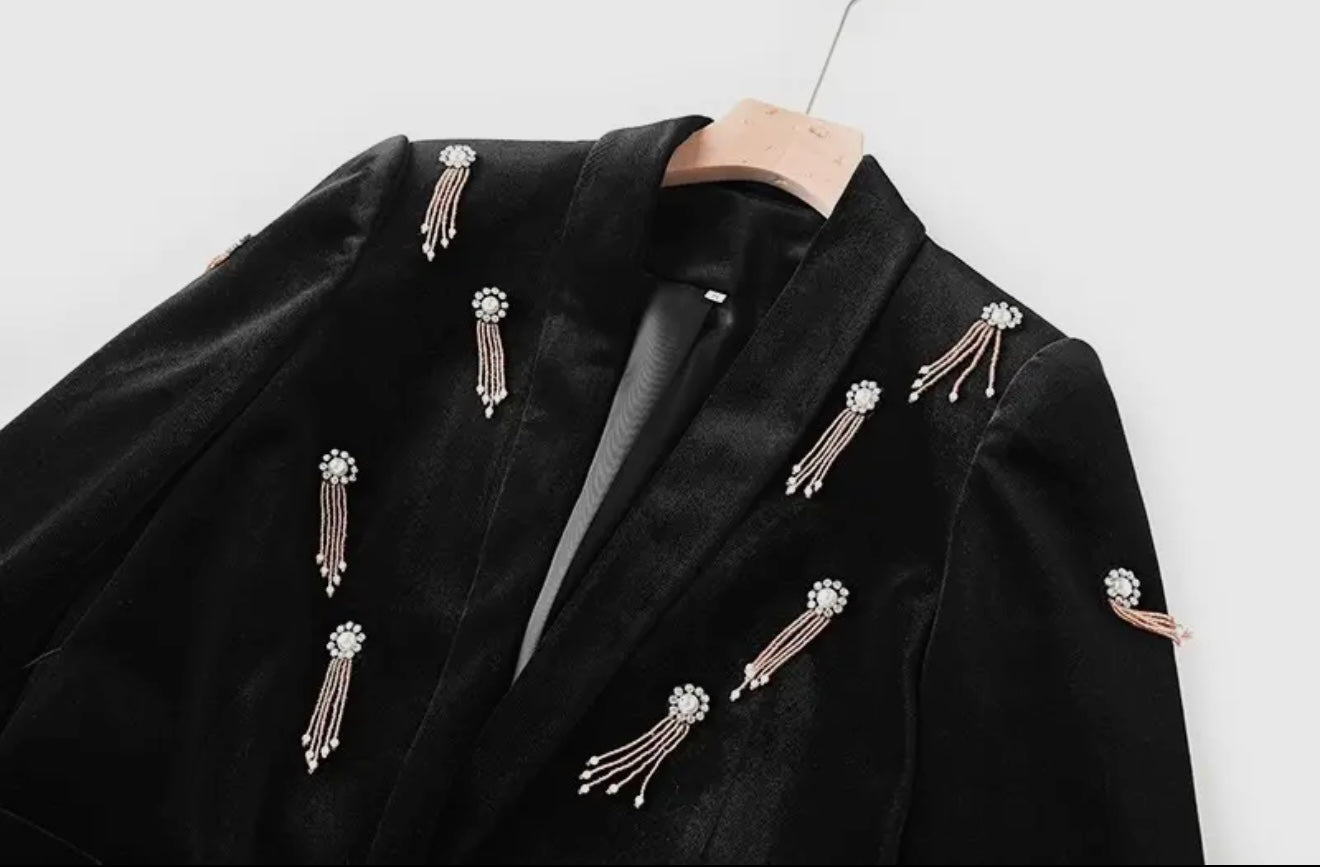 Shut Things Down Velvet Blazer Pants Set