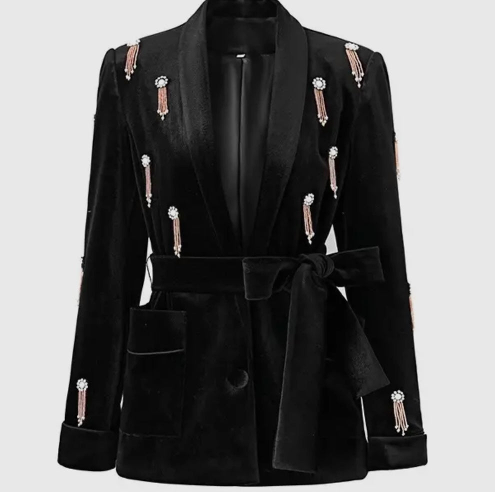 Shut Things Down Velvet Blazer Pants Set