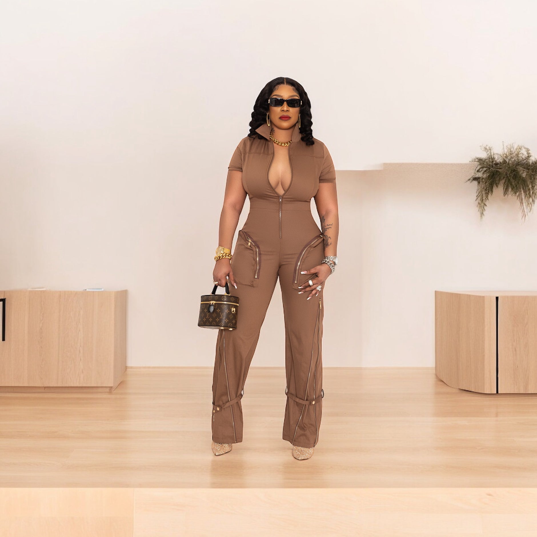 Beige Structured Woven Bandeau Boned Jumpsuit | Jumpsuits